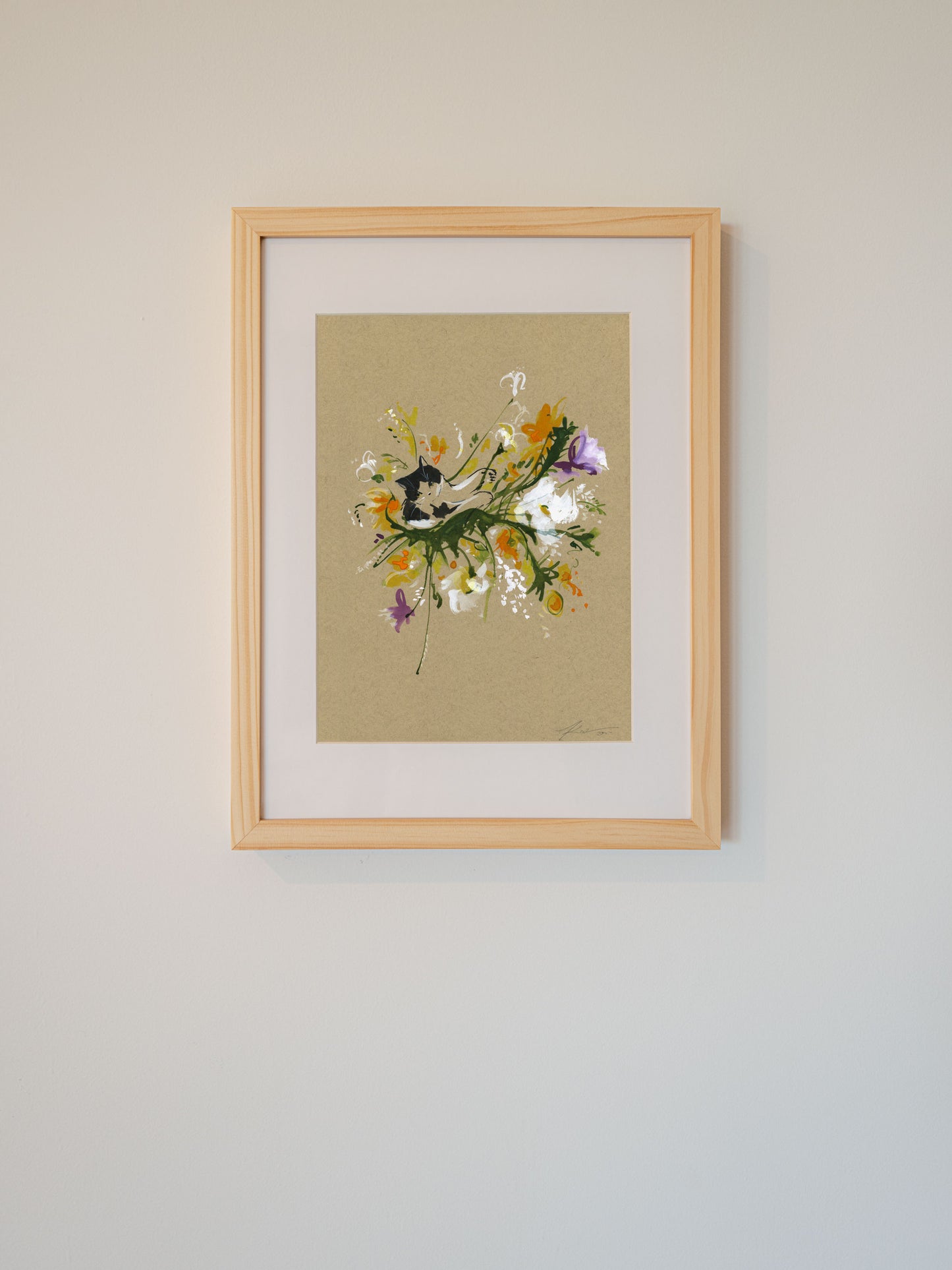 A Tux in a Bouquet | 9" x 12" | Framed Original Artwork