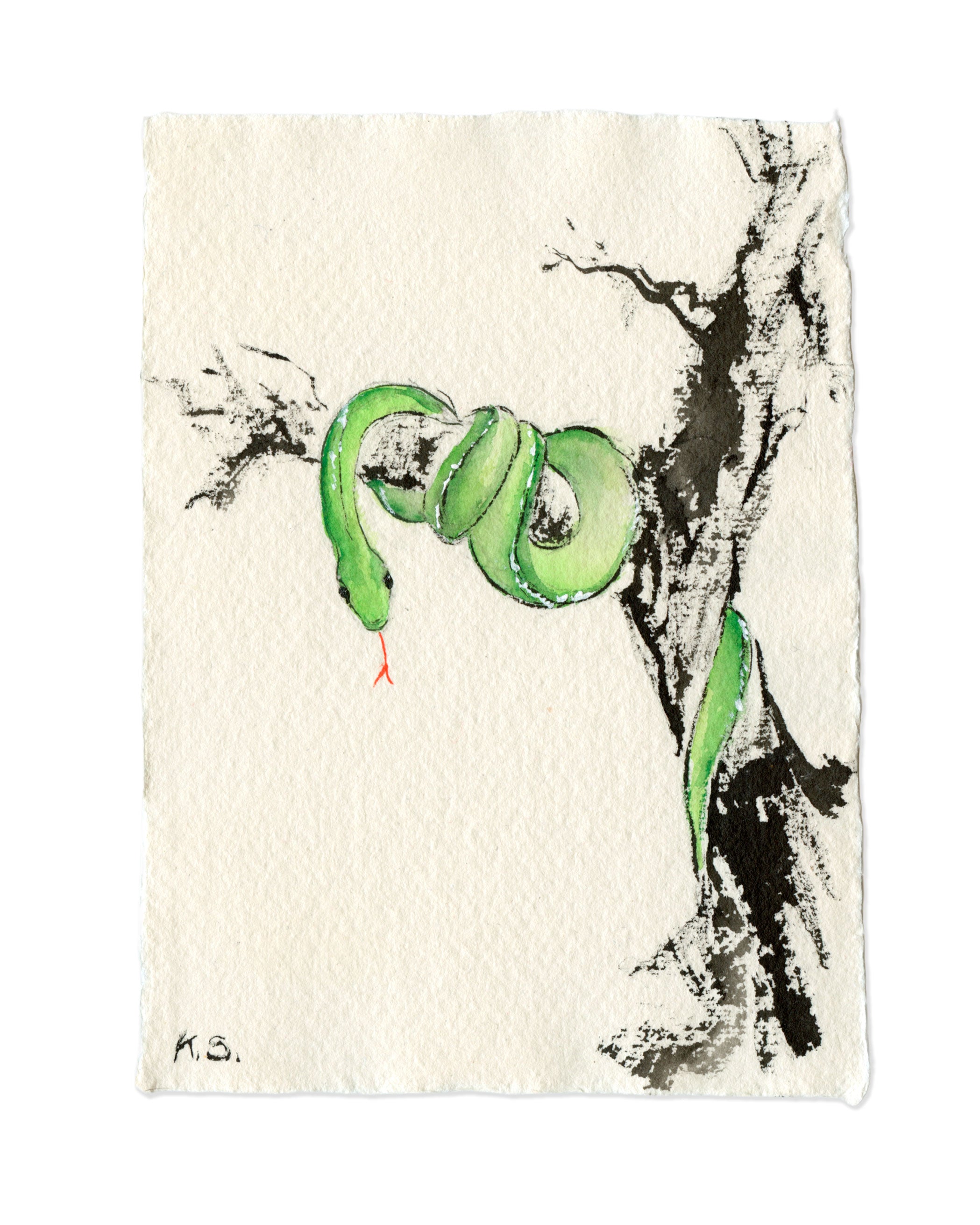 Snake Zodiac | A6 | Original Painting – ksustudios