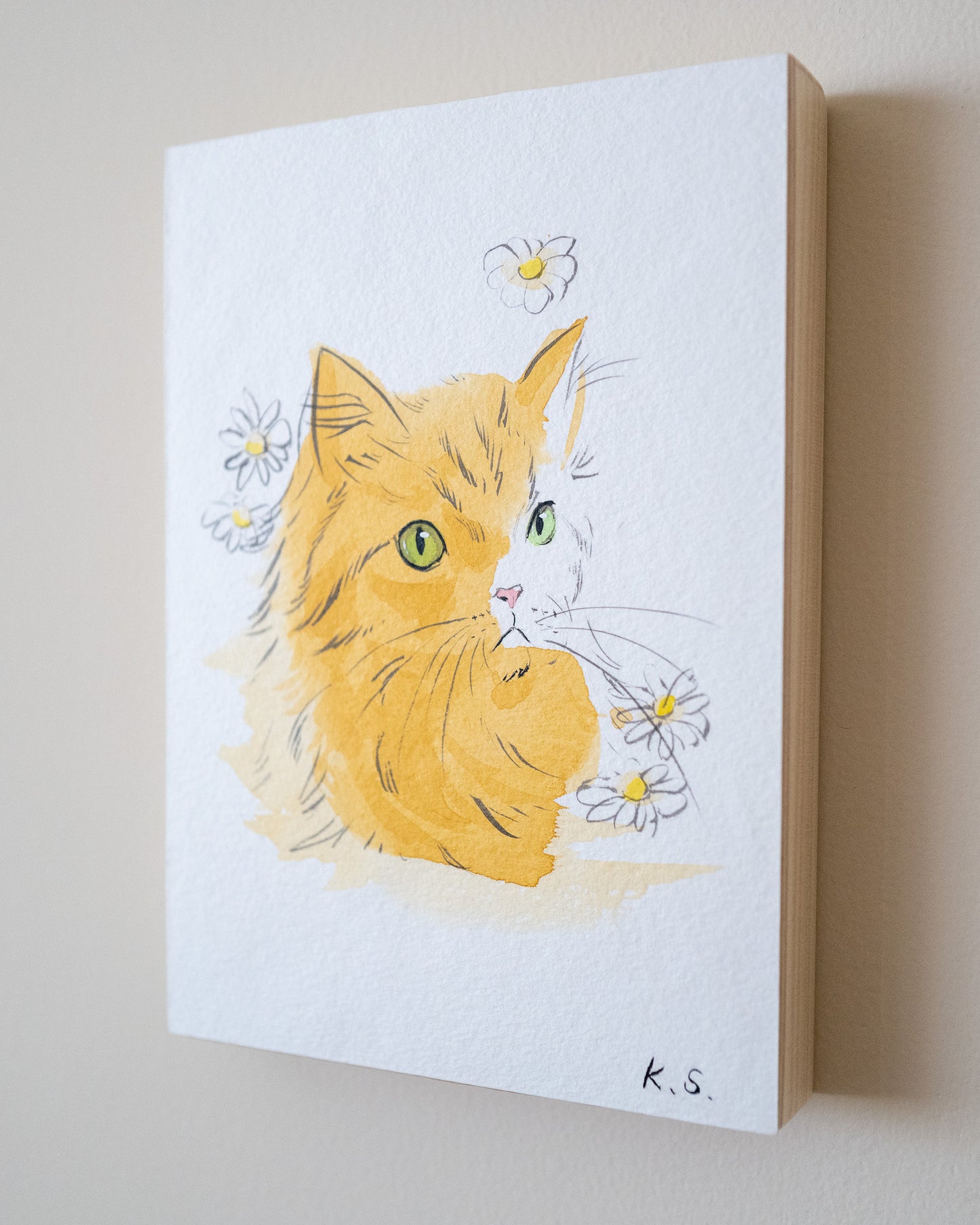 Daisy Kitty | 5" x 7" |  Original Painting