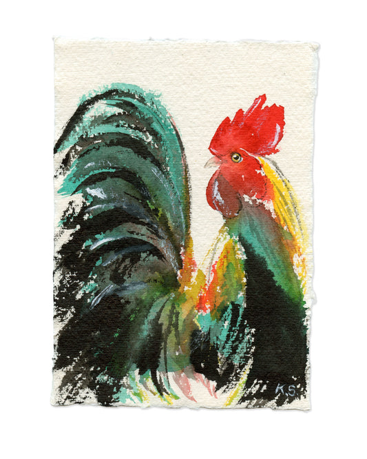 Rooster Zodiac | A6 |  Original Painting